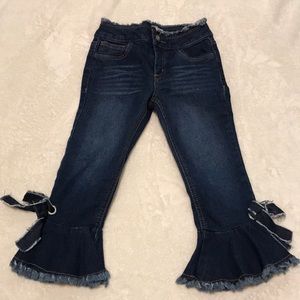 GB girls cropped flared fringed jeans